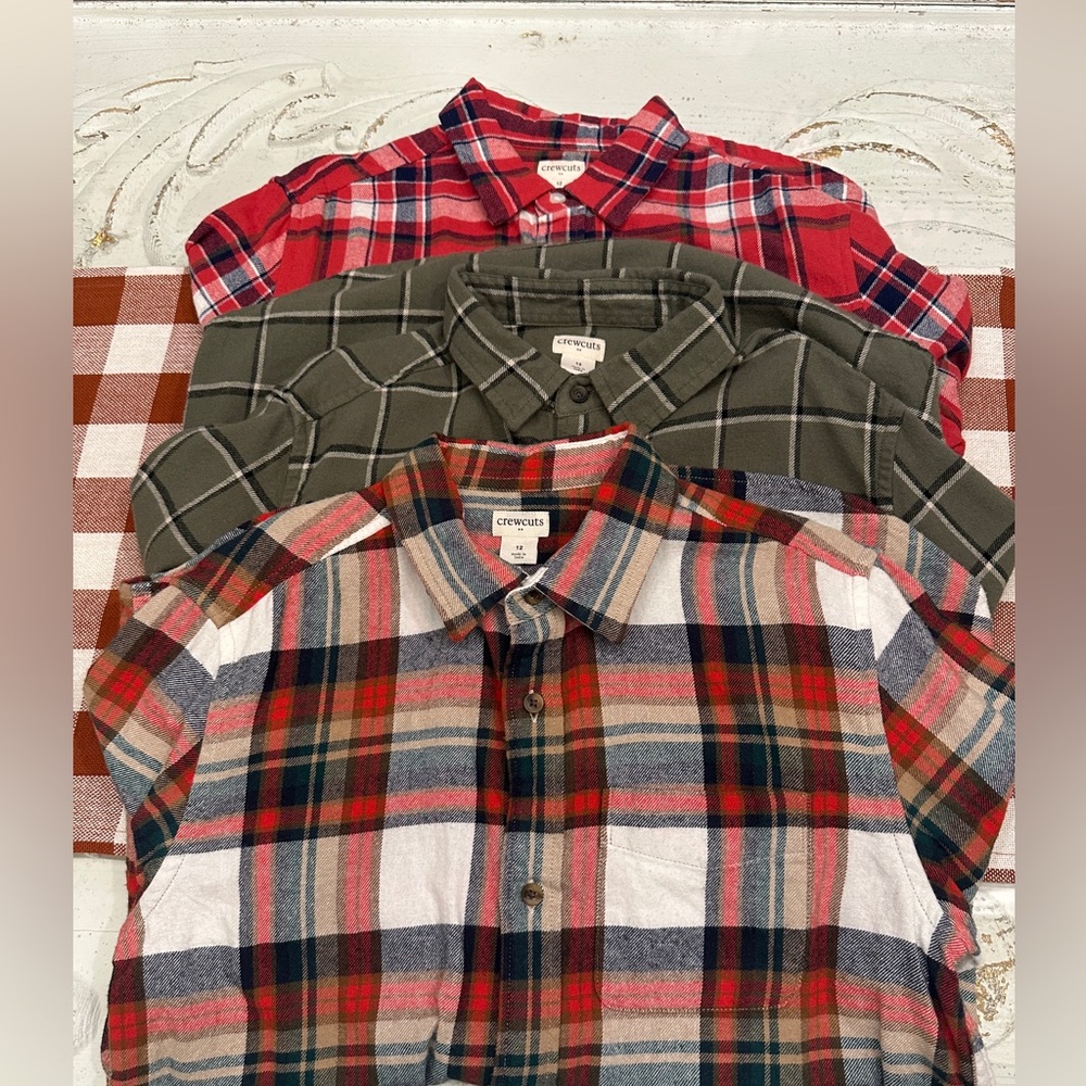 Crewcuts Kids Plaid Button Down Shirts - Red, Green, Multicolor